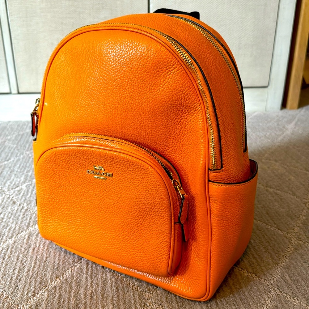 Coach Mini orange leather backpack